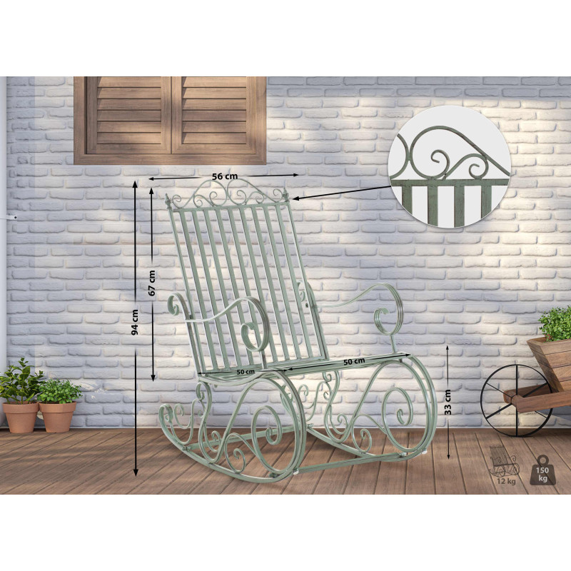 Silla mecedora Smilla verde antiguo